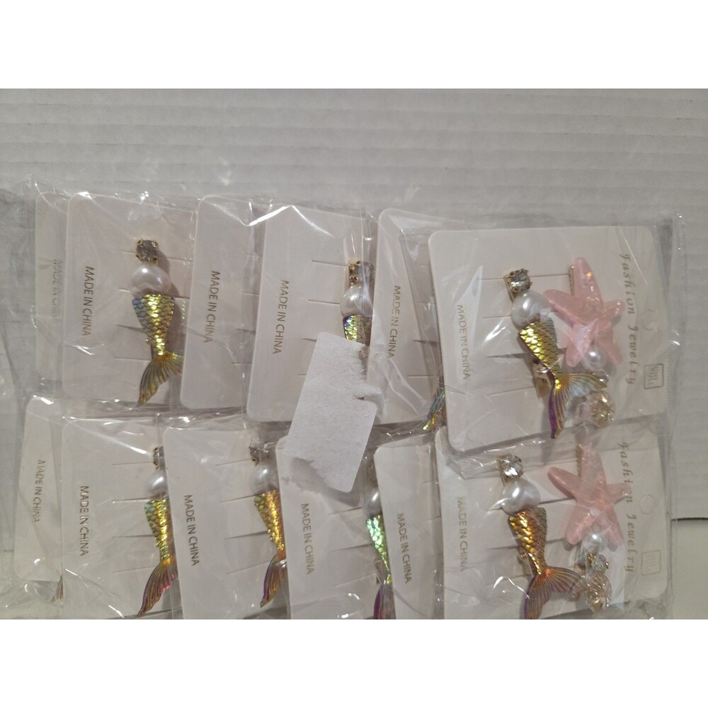 Lot of 12- 2 piece Sea Life Mermaid Tail & Starfish, aligator hair clips, China